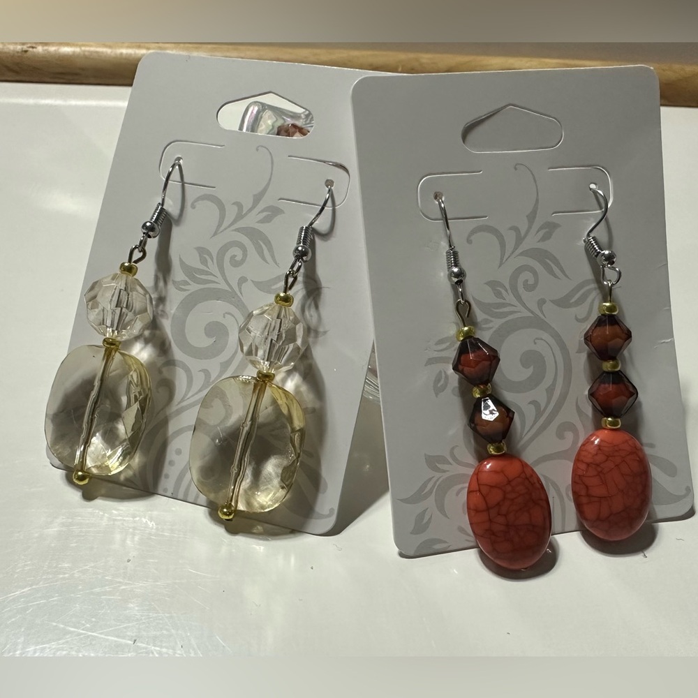 Elegant Gold and Red Dangle Earrings